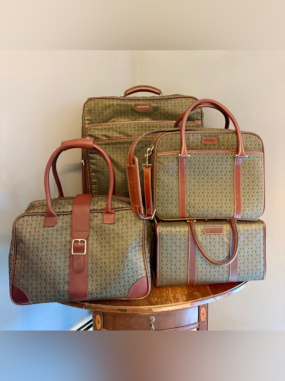 Hartmann Luggage Set Diamond Jacquard print Vintage Excellent